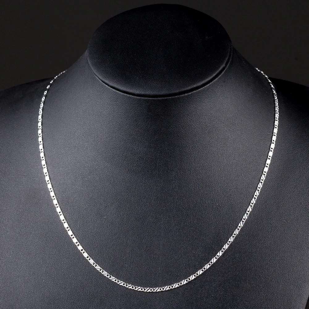 New Sterling Sier Special 2MM Flat Clavicle Chains Necklaces for Men Women Wedding Jewelry Christmas Gifts 40-75cm Free door-to-door delivery service 