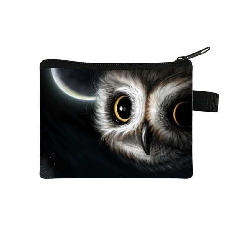 Carto Animal Owl Zero Wallet Womens Portable Card Bag Coin Key Storage Bag Hand Bag Square Bag Coin Purse Mini Bag PochetteXJ241111