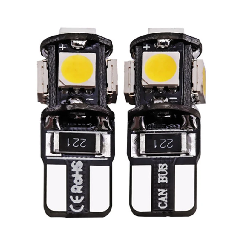 10PCS W5W T10 LED Bulbs Canbus 5050 5SMD 12V 6000K 194 168 LED Car Interior Map new Dome Lights Parking Light Auto 2025 Signal Lamp Warm