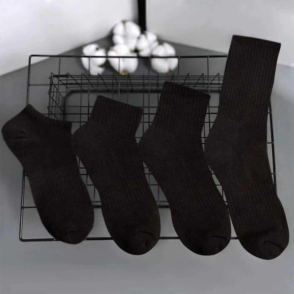 4 Pairs Solid Colour Black White Multiple Style Soft Breathable Sports Ankle Mens Womens Summer Autumn Business LX241102