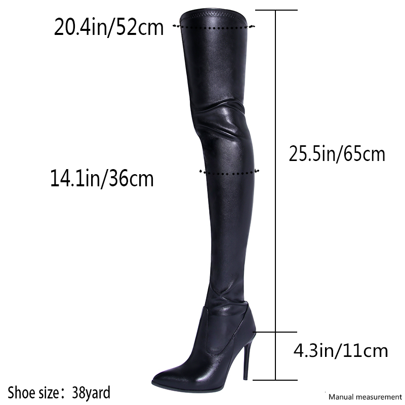 Size 46 Sexy Heels Black Over The Knee For Women With Side Zip 2024 New Winter Thigh High Boots Female Shoes