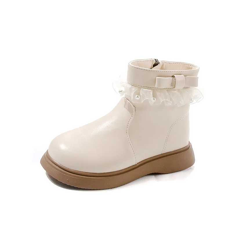 Womens Short Boots with Lace Childrens Princess Lace Side Zipper Anti slip Autumn Fashion and Elegant Womens Ankle Boots Pu Leather M241102