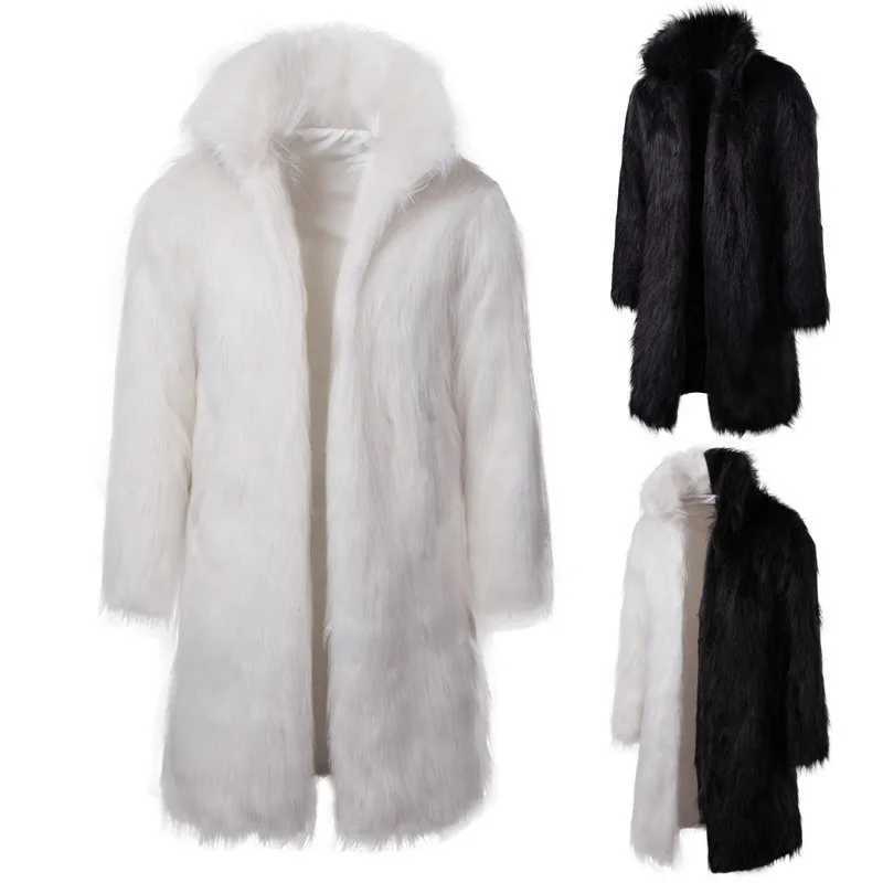 Mens Winter Clothing Imitation Fur Coat Quick Sale Black and White Fashion Personality Casual Mens Long Fur CoatXJ241102