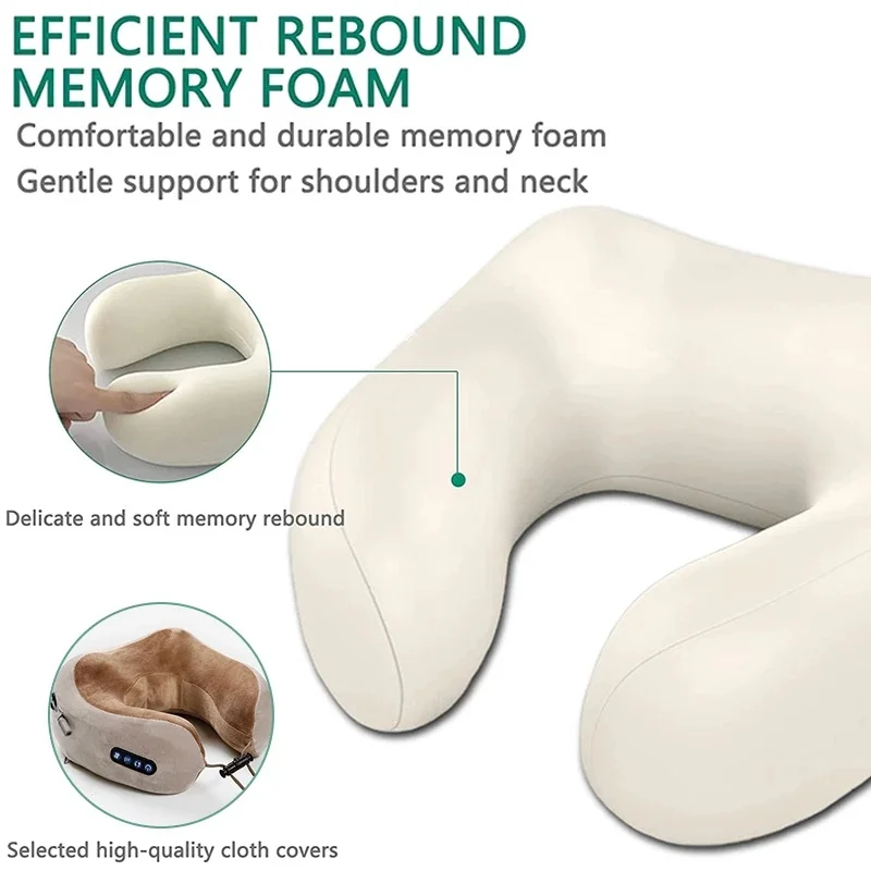 Electric Neck Massager U Shaped Pillow Multifunctional Shoulder Kneading Heating Massager Portable Travel Home Car Use Device