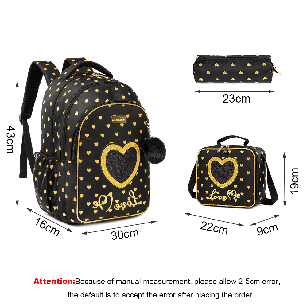 New 3 Pcs/set School Backpack for Girls Kids Children High Quality Backpack Schoolbag with Lunch Box Mochilas Para Estudiantes