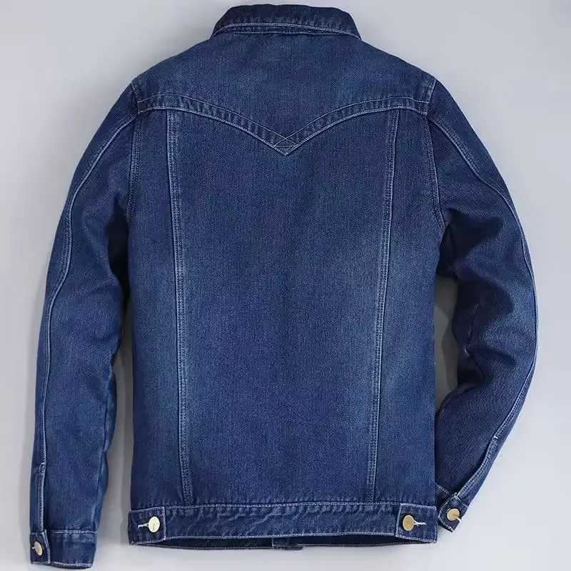 Flce thread thickened denim jacket mens winter trend loose fit limited company pocket warm work clothes casual jacket W241102