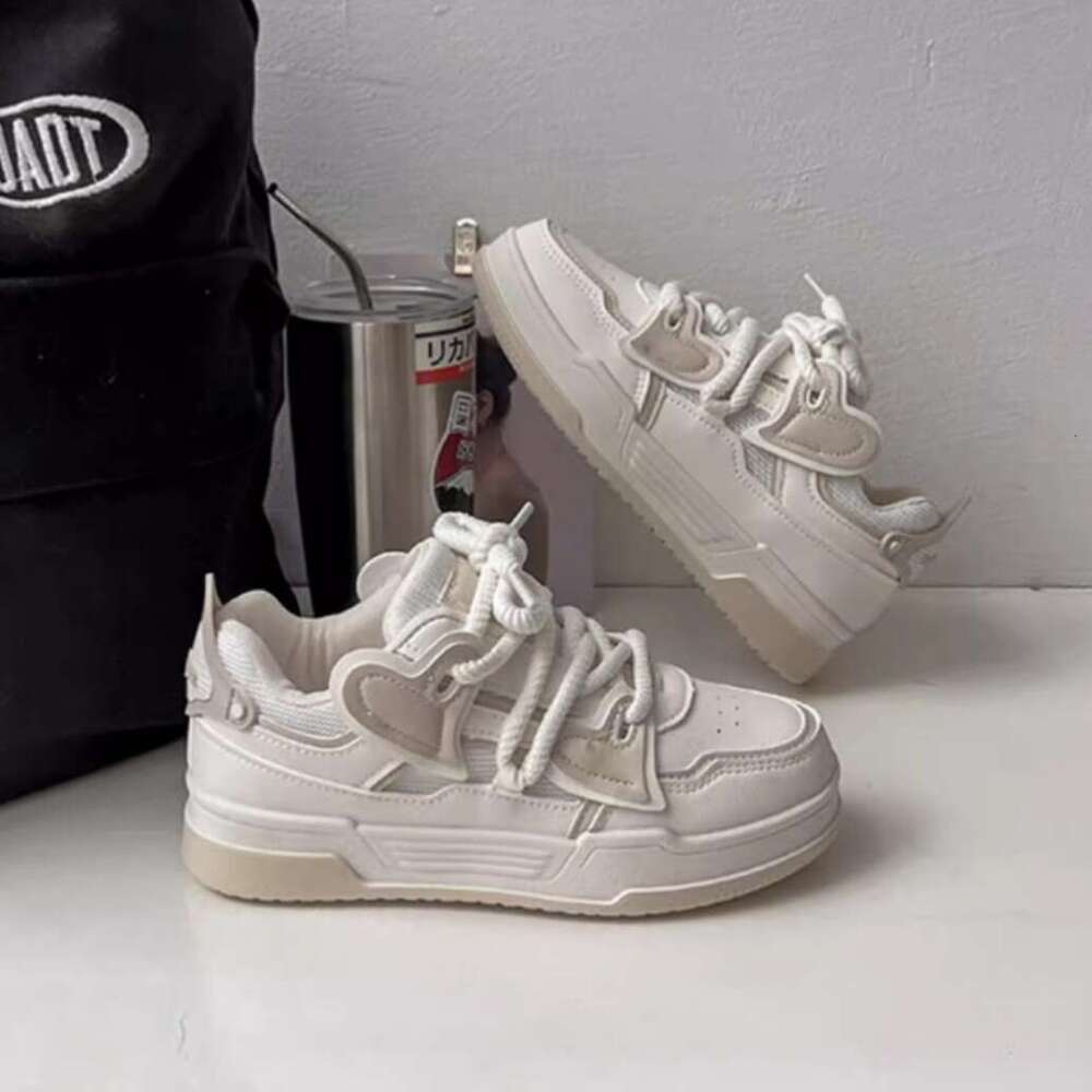 Versatile White Sneakers for Women - Chic Spring/Summer Board Shoe with Elevated Comfortable Outsole.