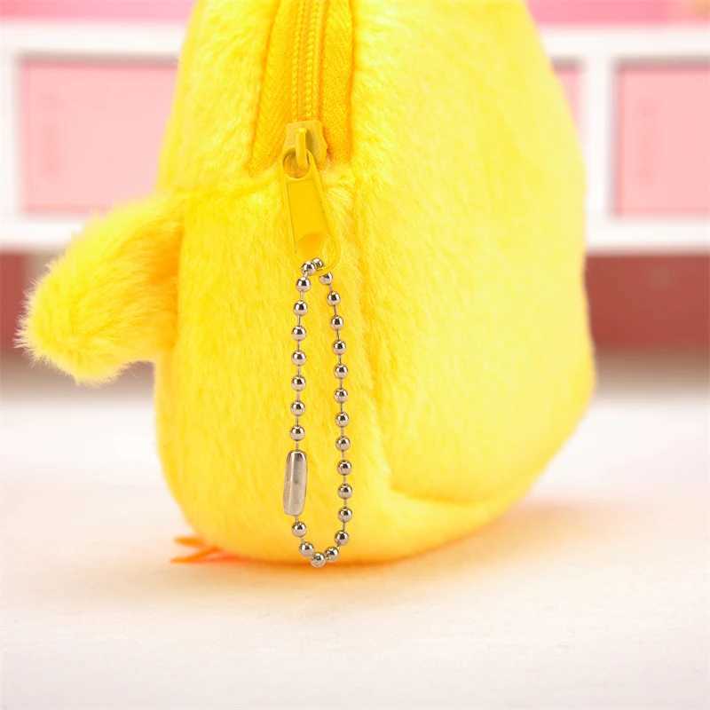 1Pcs Cute Chicken Duck Plush Coin Purse Zipper Purse with Keychain Small Headphe Lipstick Bag Mini Wallet Mey Bag Kids GiftXJ241111