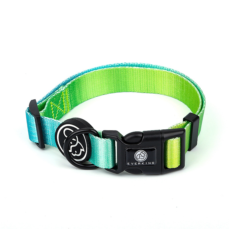 Medium and Large Dog Collar Adjustable Gradient Color Pet Collar with Quick Release Buckle and Metal D-Ring for Dogs Walking