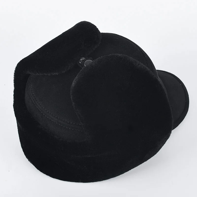 Ushanka Winter Ear Cap Autumn Russian Bomber Hat Mens Outdoor Warm Snow Artificial Fur Hat Dad Pilot Trap Hat 241031