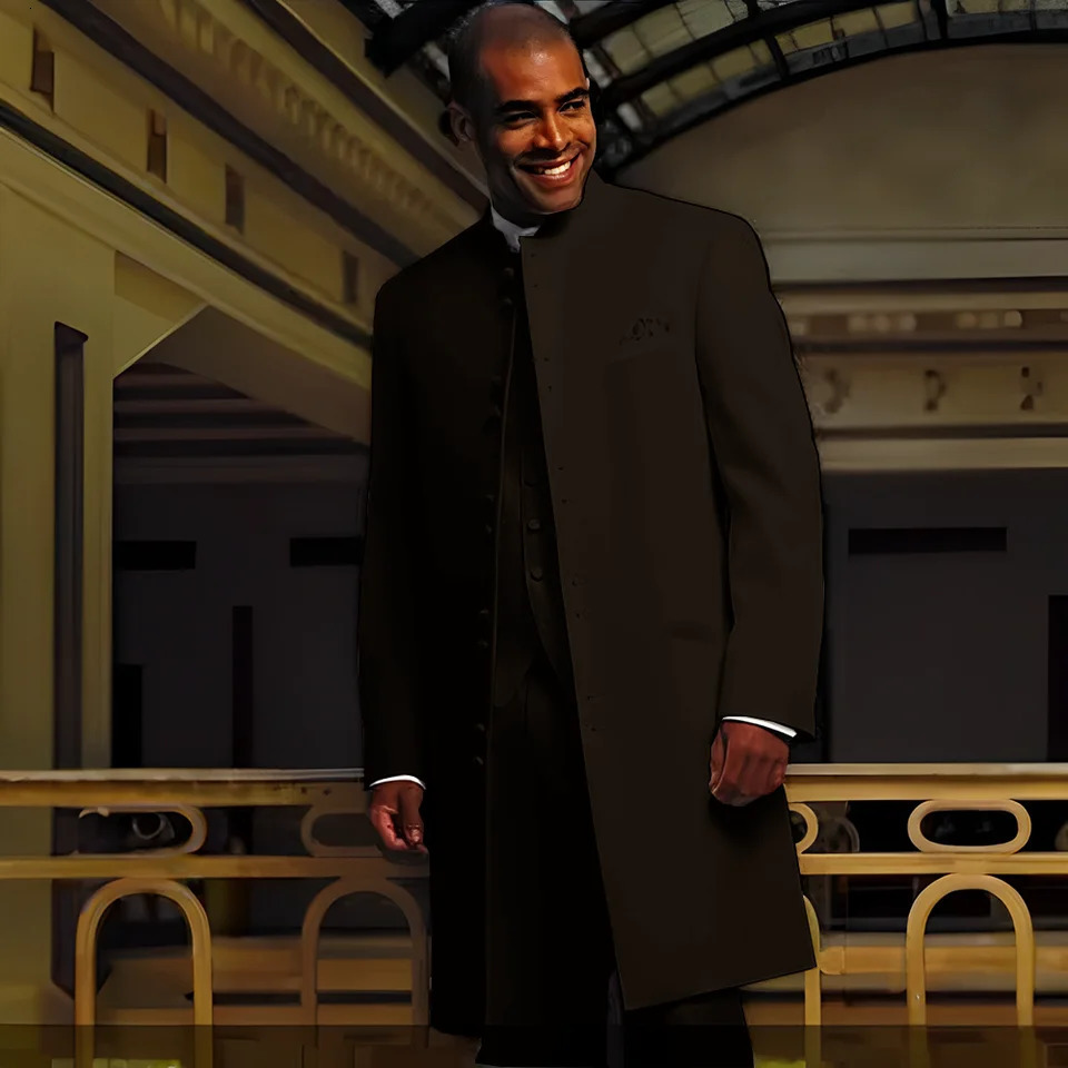 2024 Mens Suit Long Jacket Pants Vest Threepiece Set Wedding Groom Tuxedo Indian Style Single Breasted Blazer Custom 241024