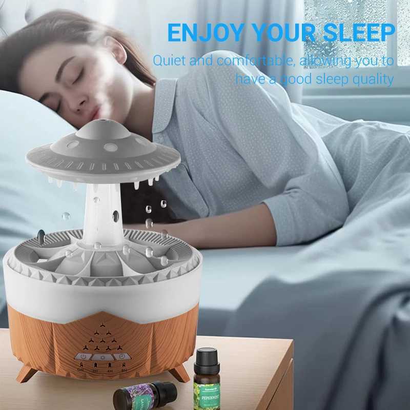 Rain Cloud Humidifier Essential Oil Diffusers 350ml 7 Colors Night Lights with Remote Control Water Dripdrop Air HumidifierC241102