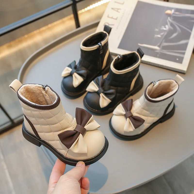 Winter student holiday Par dress shoes girl princess cotton shoes childrens cute bow boots cold resistant shoes M241102