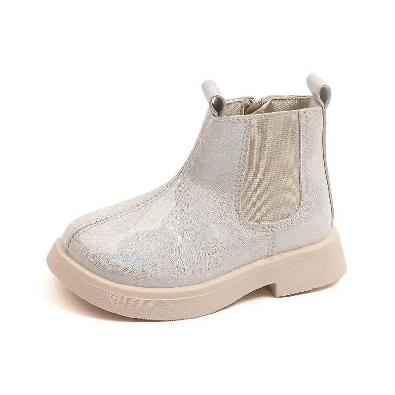 Girls Chelsea Boots Shining Childrens Ankle Boots Fashion Edition Autumn New Girls Side Zipper Short Boots M241102