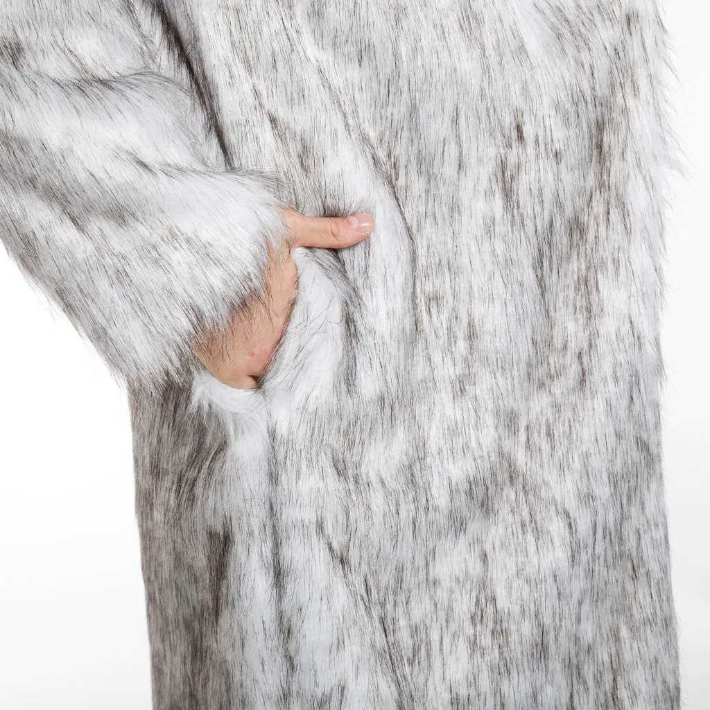 Winter Thickened Mens Fur Overcoat Jacket Faux Fur Warm Male Long Sleeve Coats Mid Length Turn-Down Collar Mens Long Fur CoatXJ241102