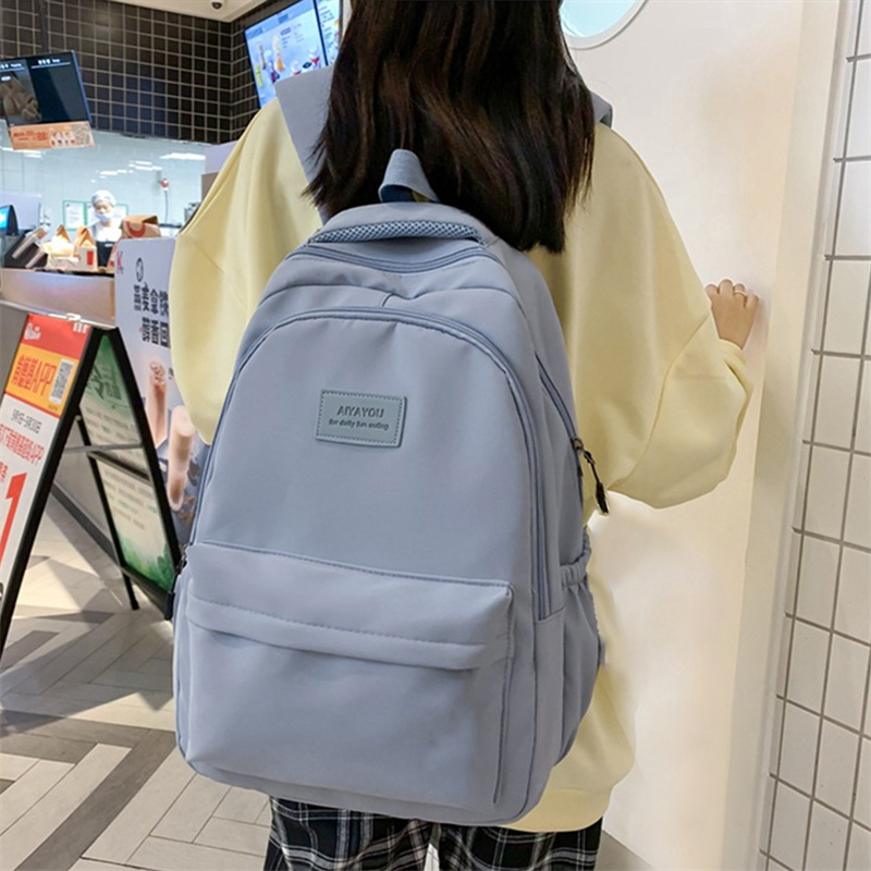 Women's Backpack Solid Color Female Multi-pocket Casual Woman Travel Bag Schoolbag for Teenage Girl Book Knapsack