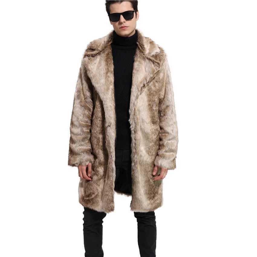 Men hot new winter warm fashion imitation fur coat fur coat fur jacket long mink coat Fur coat men jacketXJ241102