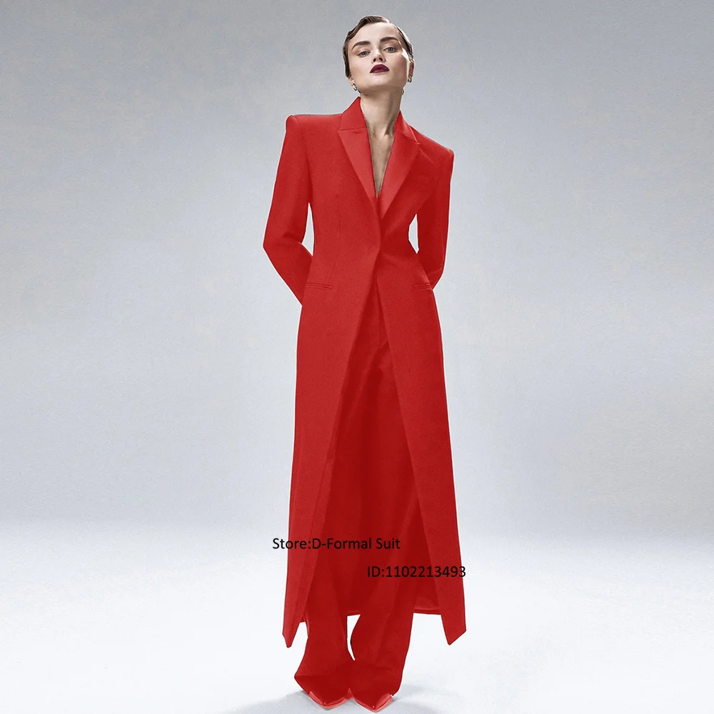 2023 New Women's 2 Piece Set Slim Fit Birthday Party Suit Long Coat + Straight Pants Temperament High 2025 Street new Blazer Suits
