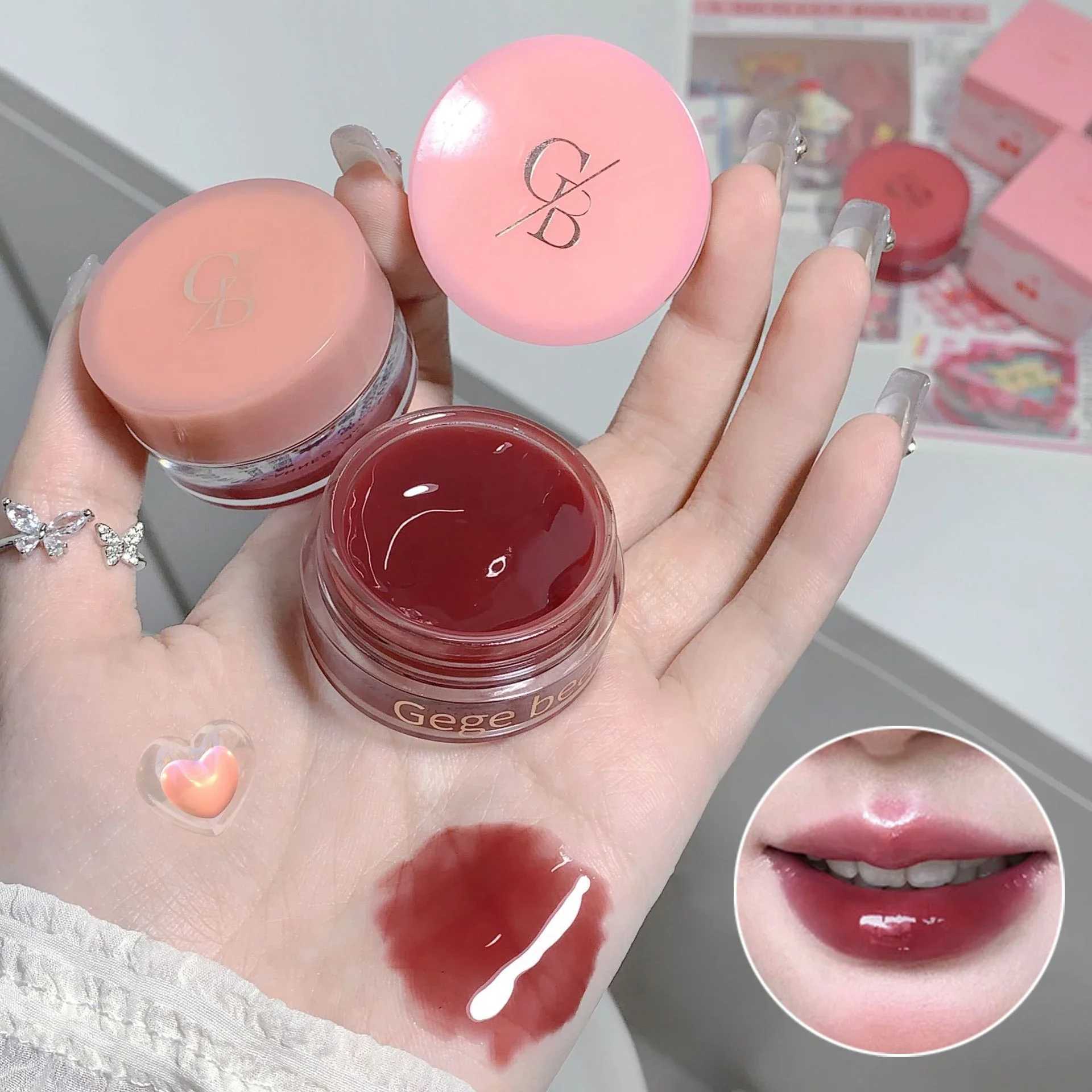 Glossy lipstick with canned jam Long lasting moisturizing jelly lipstick Mirror gloss berry pigment Liquid lipstick Thick lipstick Makeup W241101