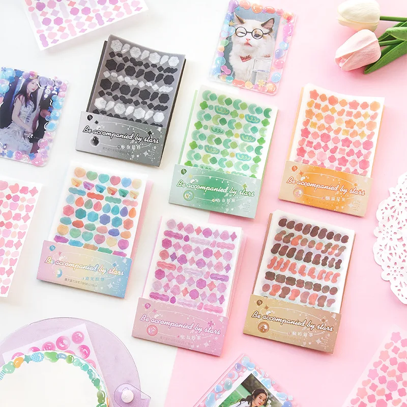 MOHAMM 10 Sheets Basic new Dot Star 2025 Bubble Decorative Sticker for DIY Scrapbooking Material Collage Card Photos Material