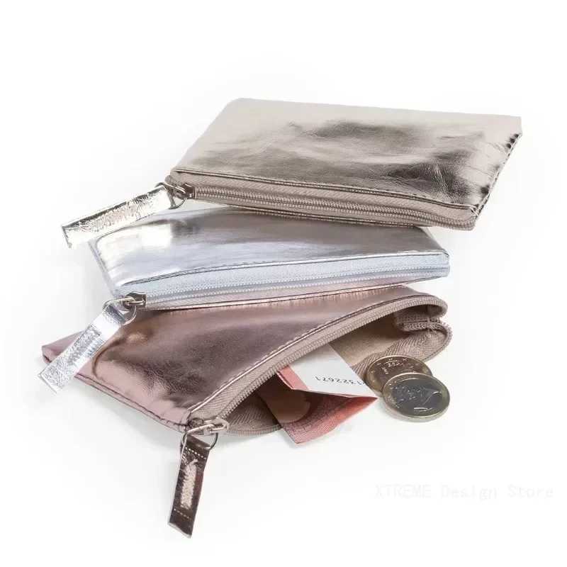 2024 Sier Gold PU Leather Coin Purse Wallet Simple Fi Waterproof Coin Bag Portable Card Holder Key Coin Earphe PouchXJ241111