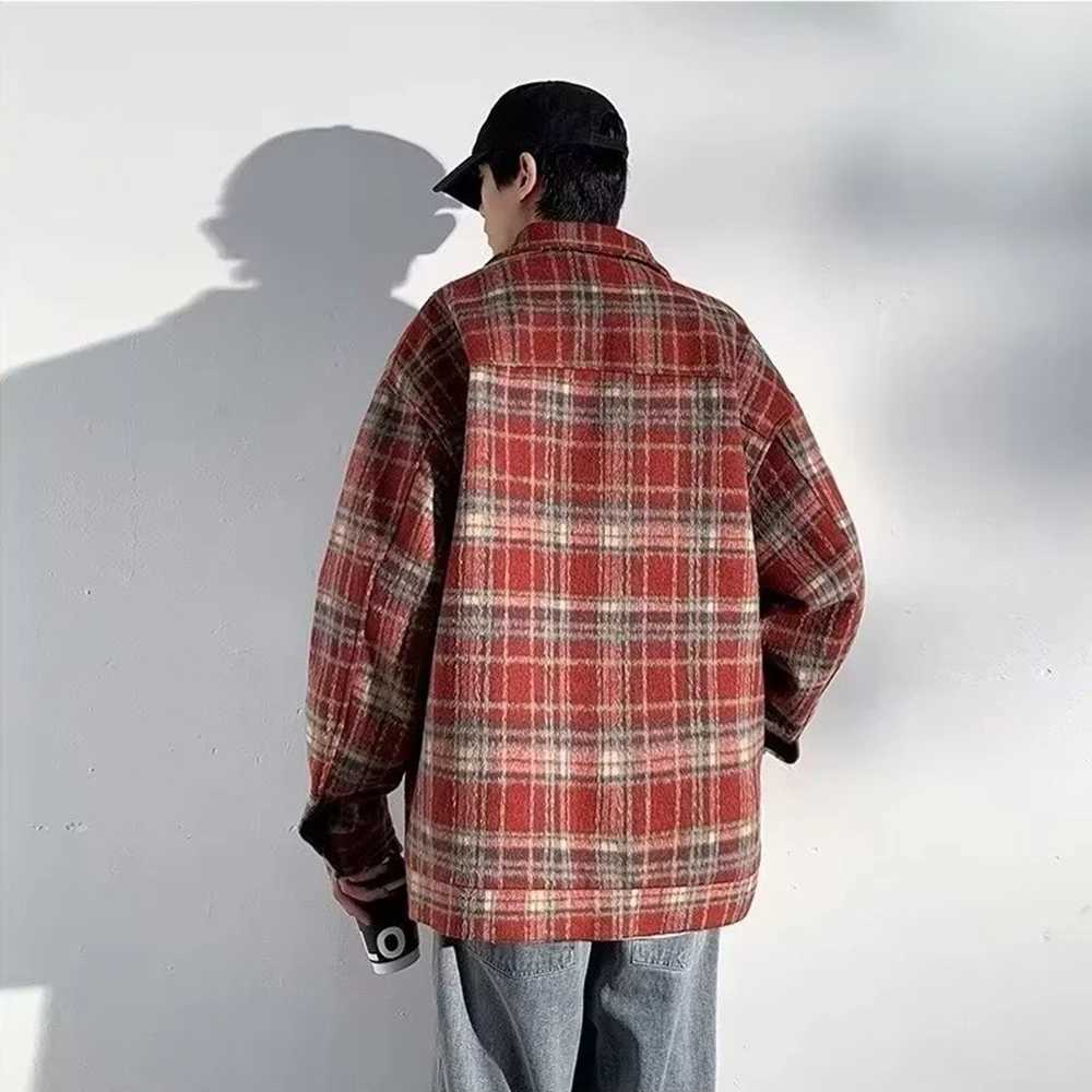 Autumn plain weave shirt jacket mens casual mens collar jacket W241102