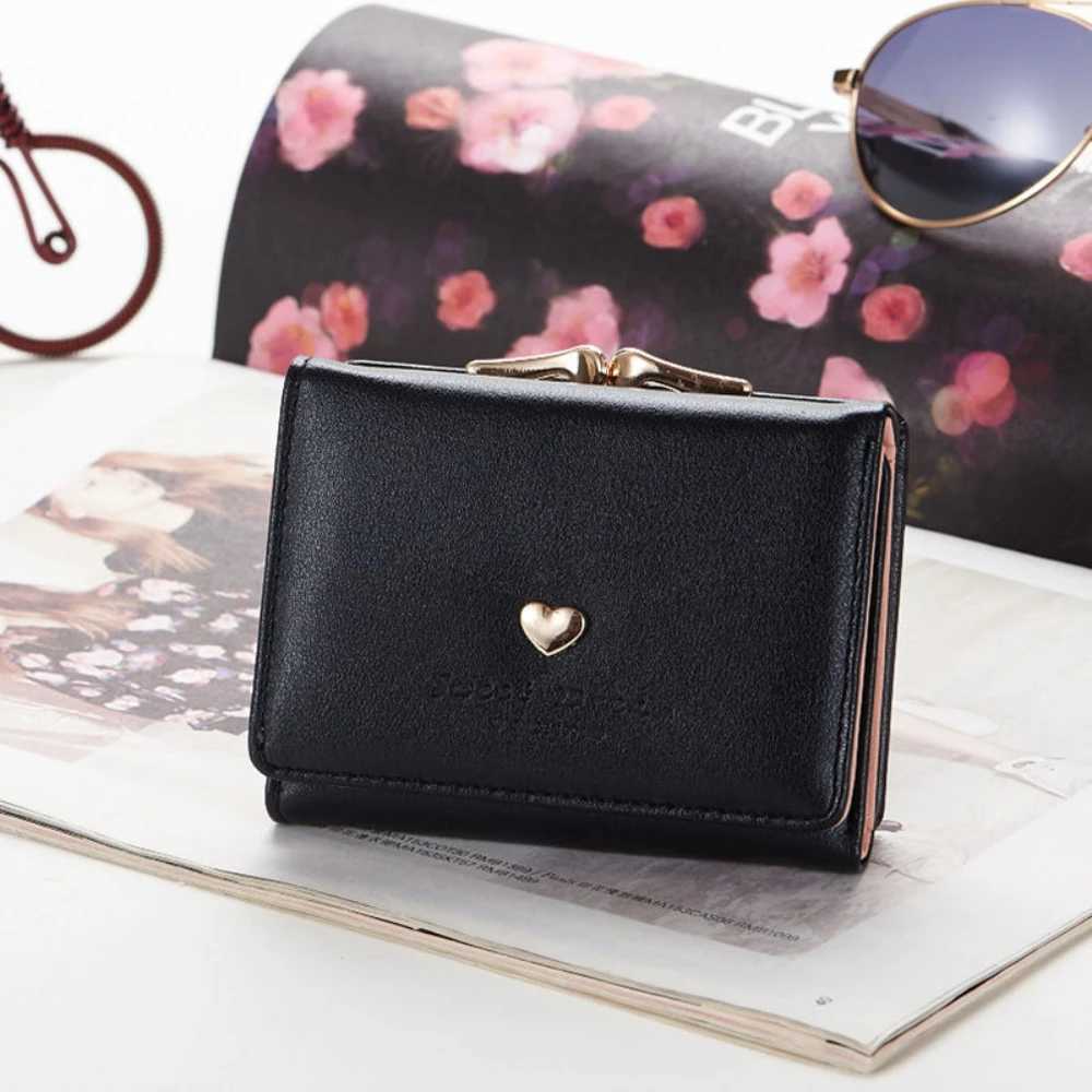 Short Fresh Cute Three Fold Ladies Wallet Heart Coin Purse Soft Surface Customizable Daily Mah Shopping Promoti GiftXJ241111