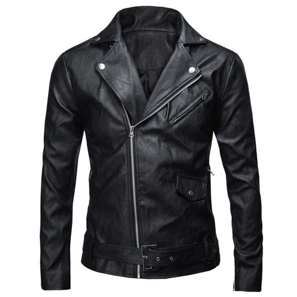 Mens leather jacket zipper coat motorcycle jacket mens bomber jacket fashionable motorcycle punk mens brand top casual jacket W241102