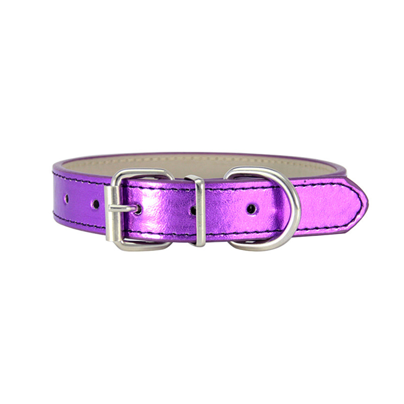 PU Pet Collar Reflective Shiny Leather Cat Collar Adjustable Cute Dog Collar with Durable Metal Buckle for Small and Medium Dogs