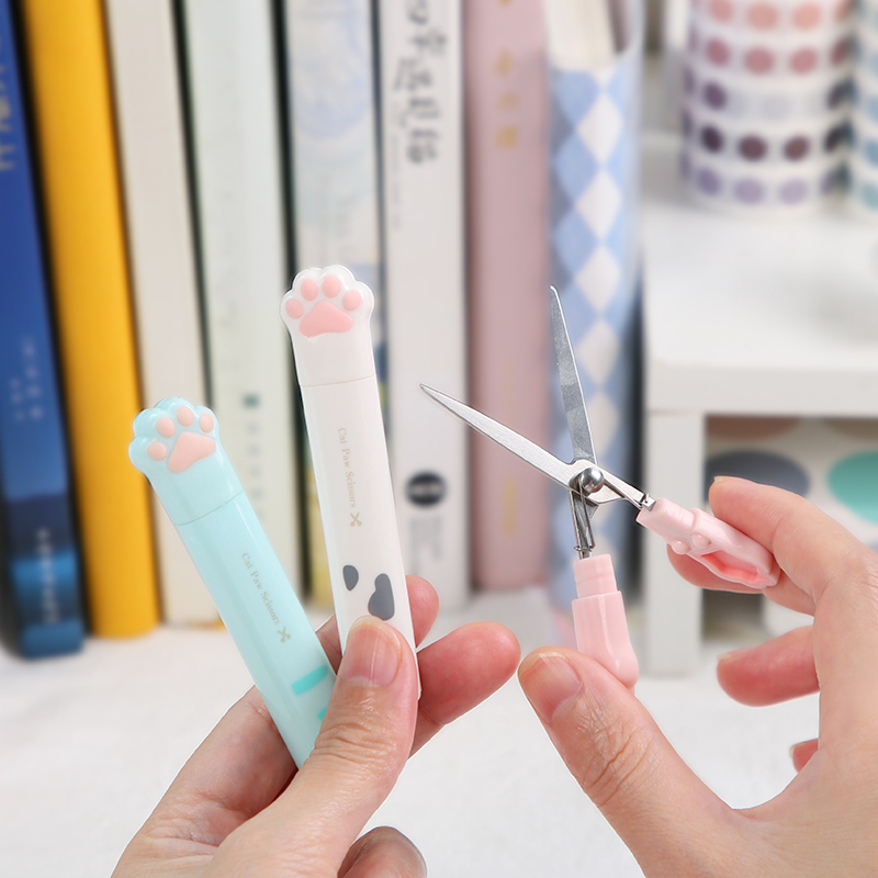 Kawaii Cat's Paw Stationery Scissors Springback Cute new Mini Crop 2025 Tool Junk Journal Scrapbooking Accessories For School Supplies
