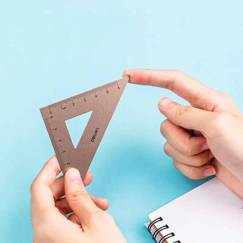 Deli for School Kids 2025 Angle Straight Ruler Metal new Ruler Multifunctional Drawing Triangle Ruler 4pcs/set Office Supplies Accessorie