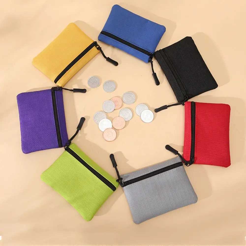 Solid Color Mini Coin Purse Unisex Zipper Canvas Coin Key Bag Kid Storage Pouch Mey PocketXJ241111
