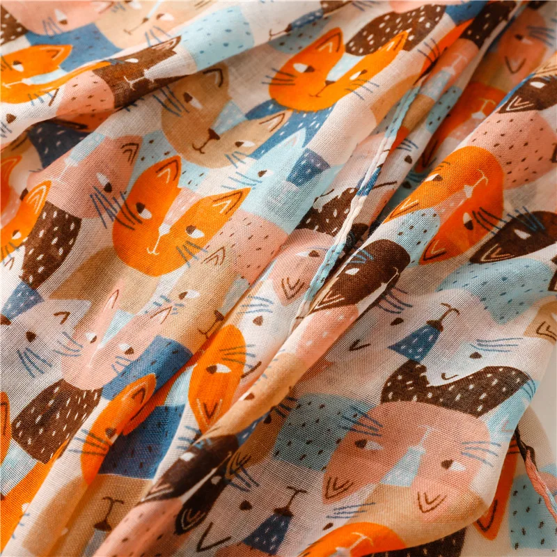 Lovely Animal Cat Pattern Tassel Viscose Shawl Scarf Lady High Quality Wrap Thin Pashmina 2025 Stole Bufandas new Muslim Hijab 180*90Cm