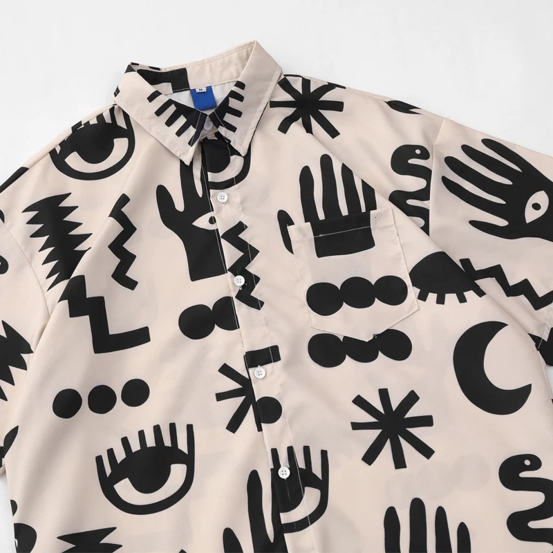 Oversize Men Hawaiian Shirt 2024 Summer Hip Hop Personalized Print Cartoon Graphic Beach Shirts Short Sleeve Casual Women Blouse 240329