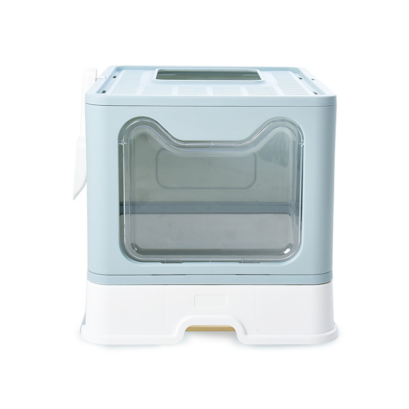 2024 Fully Enclosed Cat Litter Box with Lid Collapsible Ultra Cat Litter Box Drawer Cat Litter Pan