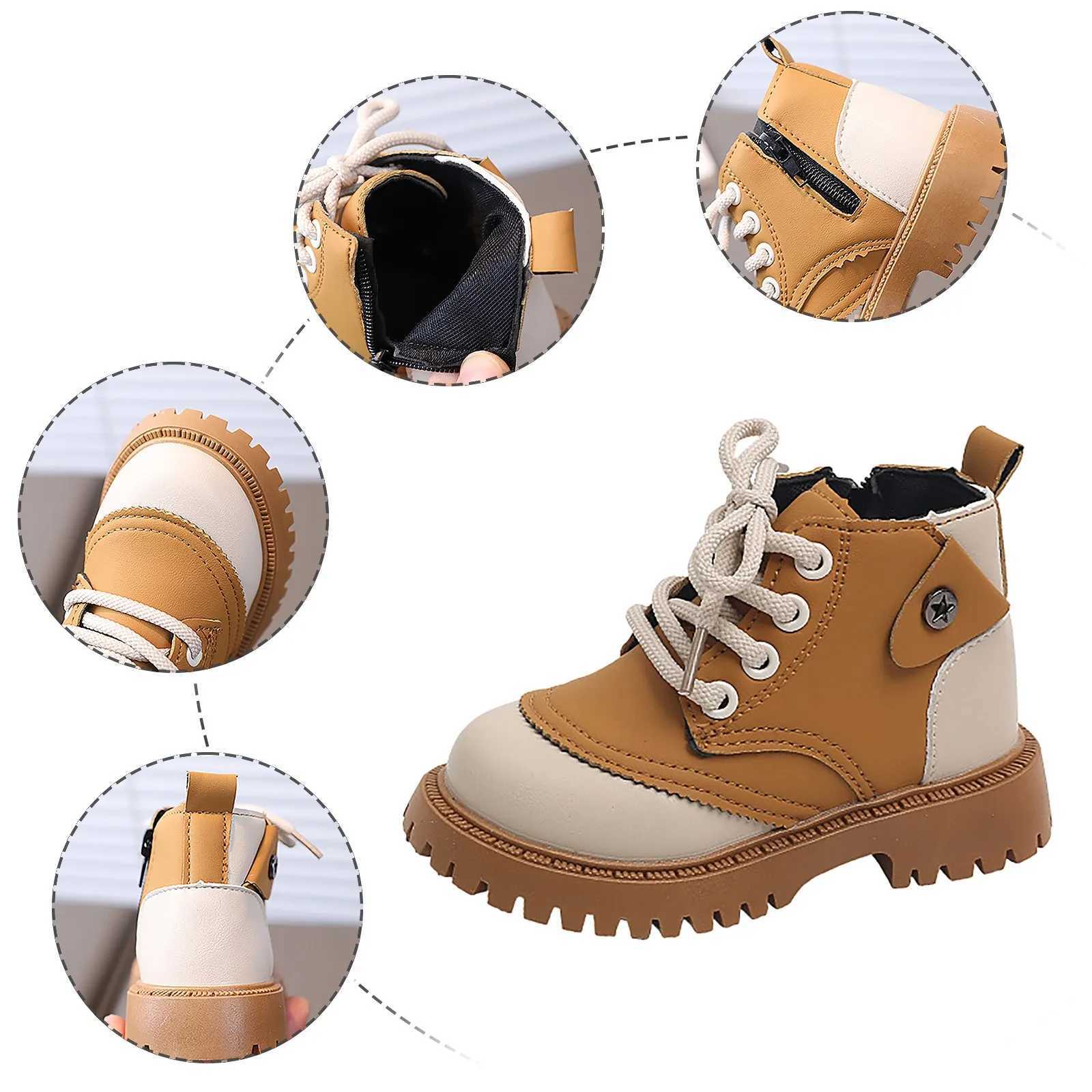 Childrens autumn boots platform matte patch work zipper childrens short boots Pu leather flexible tricolor boots boys and girls shoes M241102