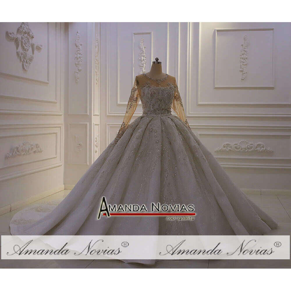 Long Sleeve Sequin 2 In 1 Wedding Dress