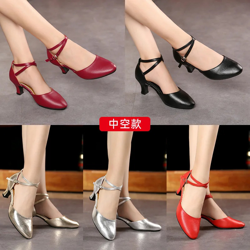 Genuine Leather Dance Shoes Women Modern Tango Salsa Latin Ballroom Dance Shoes Women High-heel Lady Professional Dance Shoes 241101