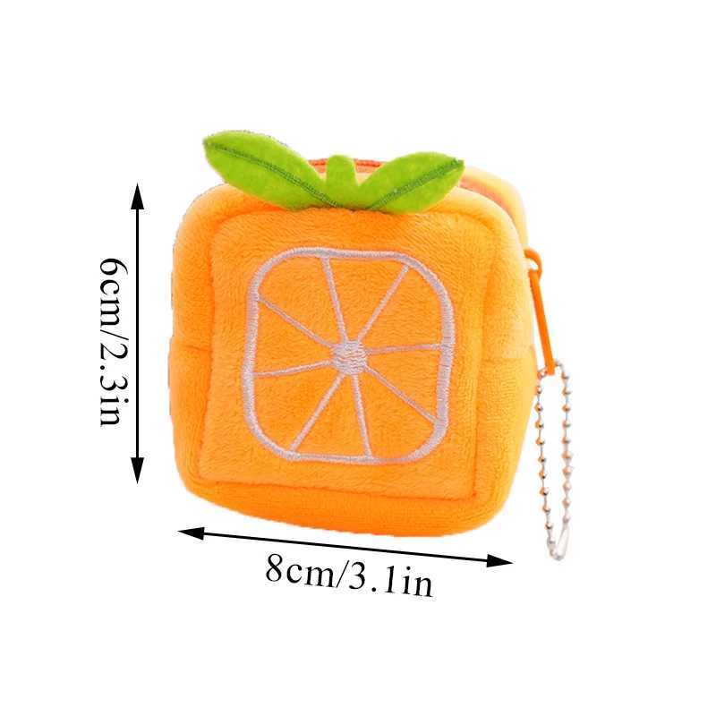 Plush Watermel Orange Fruit Women Coin Purse Mini Cute Oval Zipper Children Girl Coin Wallet Keychain USB Cable Headset BagXJ241111