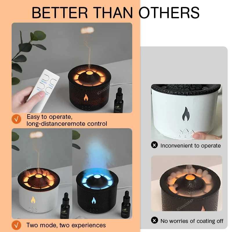 New NEW 2024 For Volcanic Flame Oil Diffuser Jellyfish Smoke Ring Air Humidifier Ultrasonic Atomizing Sprayer As Christmas GiftC241102