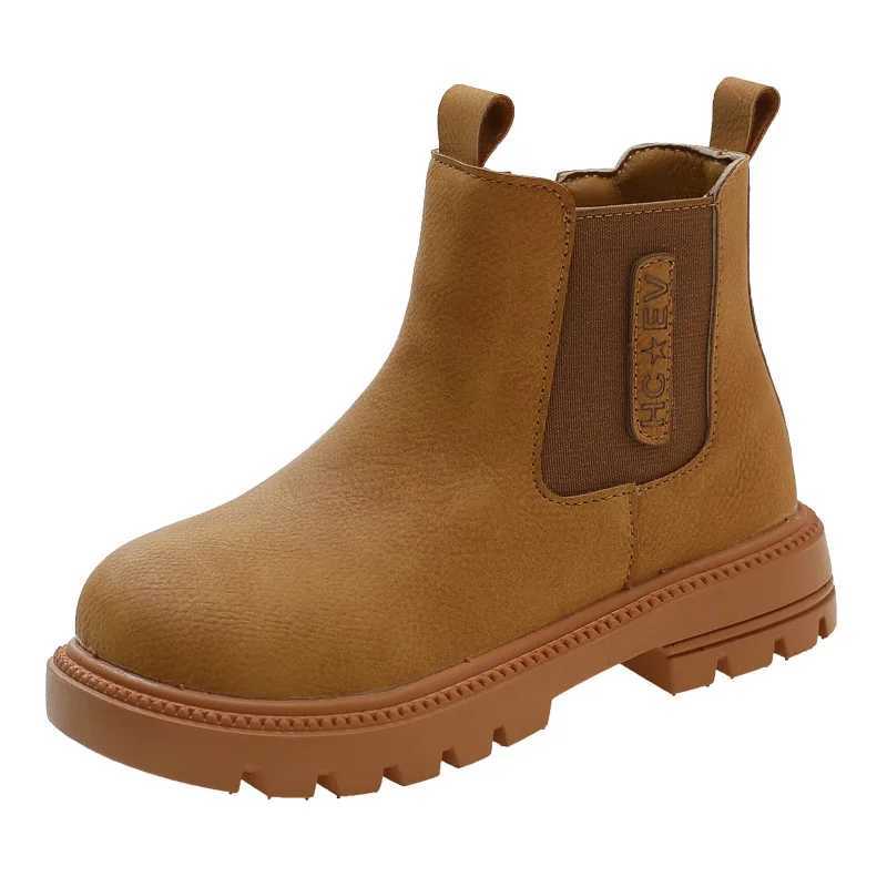 New Autumn/Winter Childrens UK Sled Comfortable Boots Solid Waterproof Zipper Lightweight Leather Ankle Boots M241102