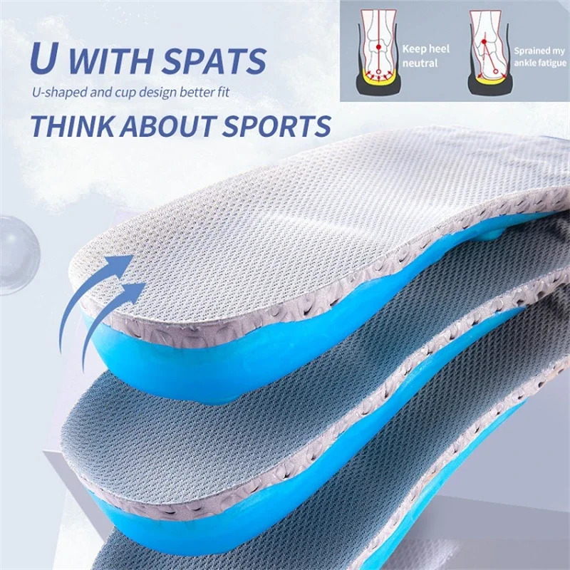 Sport Spring Silicone Gel Insoles for Women Men Ortic Sole Pad For Shoes Deont Breathable Cushion Running Feet 240321