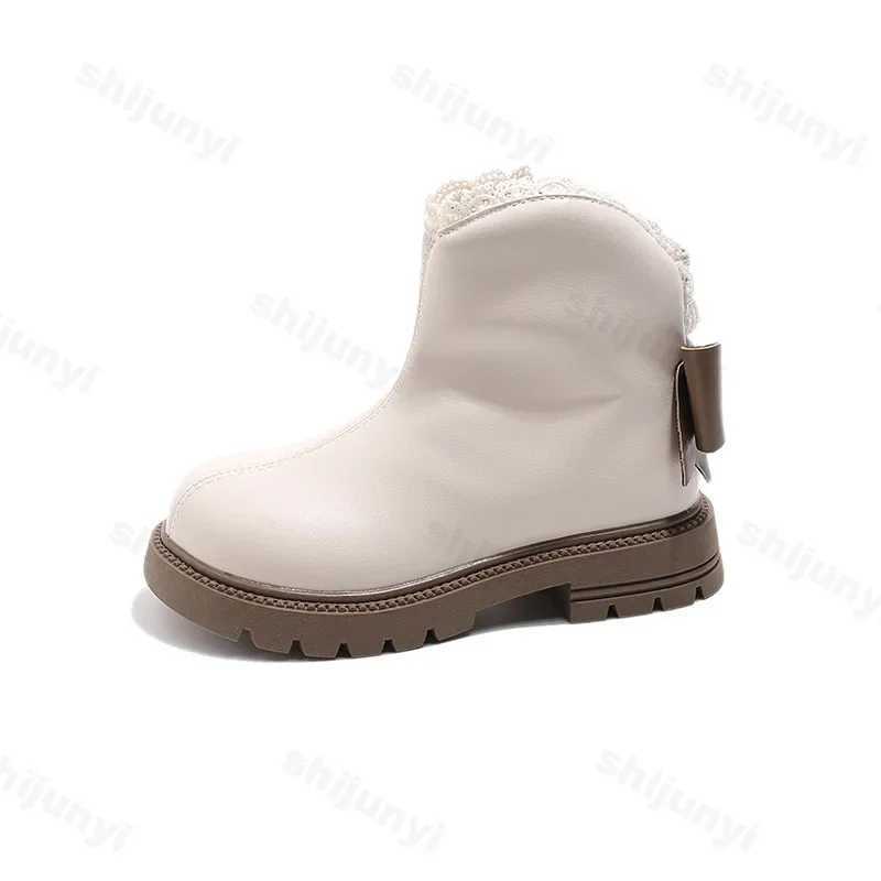 Womens Short Boots Warm Cotton Childrens Ankle Boots Soft Bottom New Womens Fashion Bow Princess Leather Boots Side Zipper Boots M241102