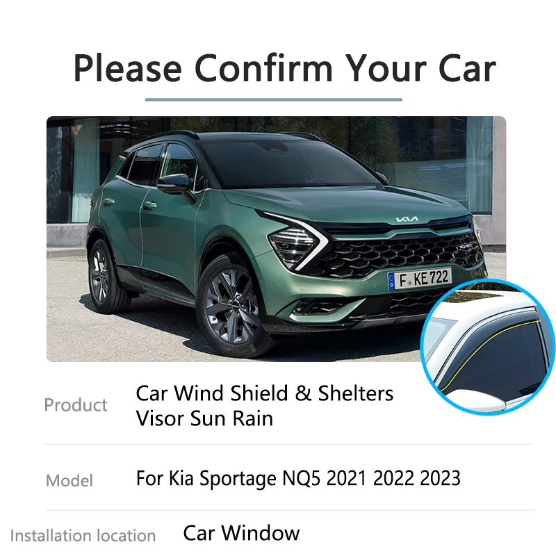 4x For Kia Sportage NQ5 MK5 KX5 2021 2022 2023 Car Side Rain Sun Window Visors Deflectors Guard Smoke Shades Awnings Cover Trim