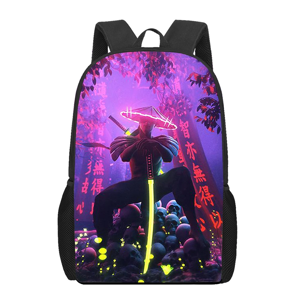 Anime Style Samurai Print Backpacks Girls Boys Student School Bag Teenager Casual Storage Backpacks Woman Men Travel Rucksacks