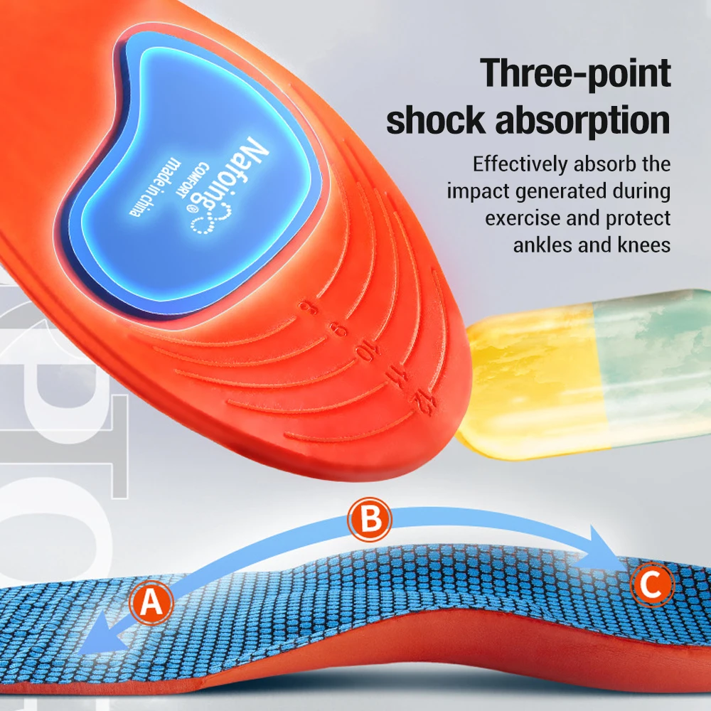 Sports Insole Orthotic Arch Support Breathable Shock Shoe new Gel Pad Running Athletic 2025 Foot Pressure Relieve Cushioning Fiess