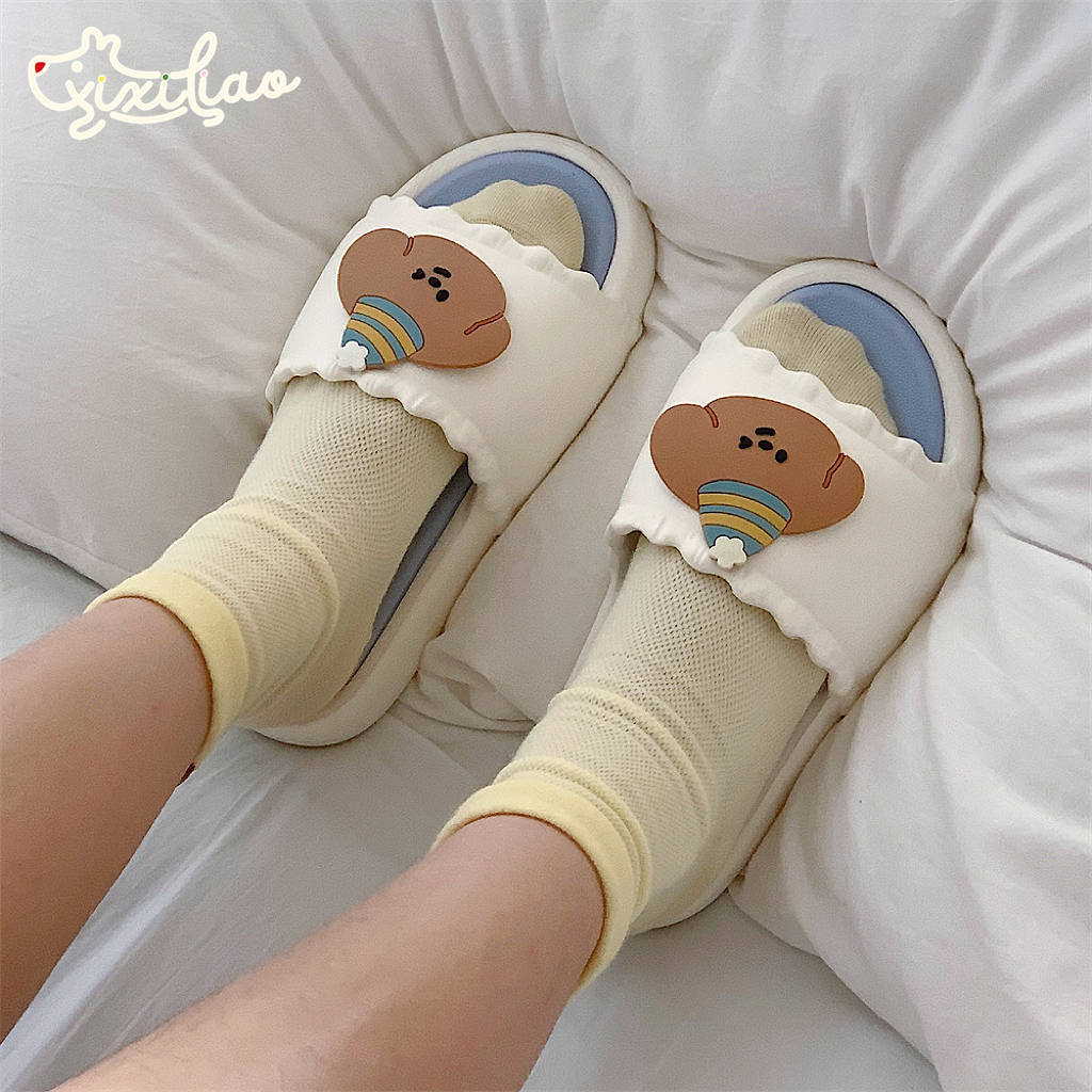 Soft platform double home summer slippers women personality cute hat dog indoor street sandals girl slippers