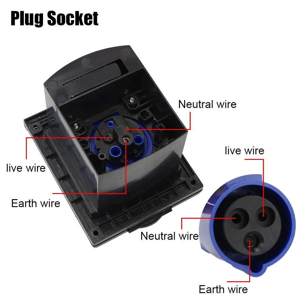 Caravan Accessories Plug Socket With Cover Waterproof Kit 220-240V 16A Charger Flush Hook Up Tools For RV Camper Marine Boat