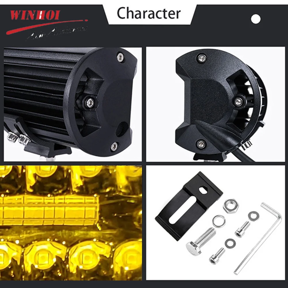 Amber LED Light Bar 4-28 Inch LED Spotlights LED Work Light Combo Beam Auto Headlights for Car Tractor OffRoad 4x4 Truck SUV ATV