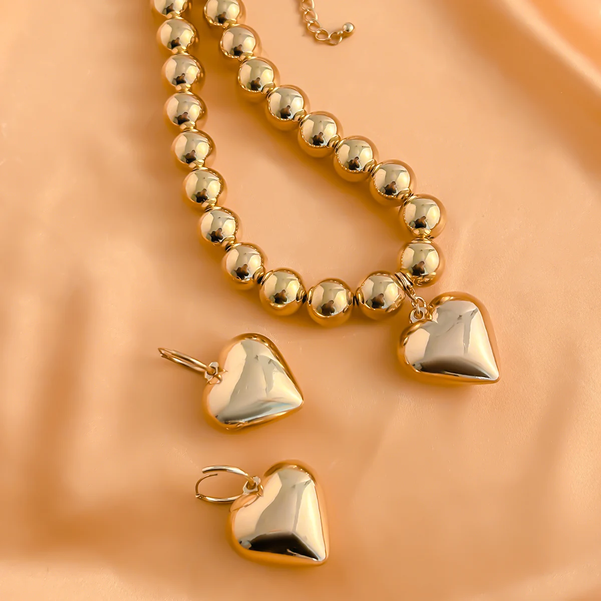 3Pcs Punk Love Heart Pendant Choker Necklace Bracelet for Women Vintage Piercing Drop Earring Grunge Jewelry Set Steampunk Men